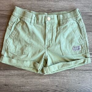 Levi’s Girls High Rise Shorts Elastic Waistband Rolled Legs Light Green Size 10